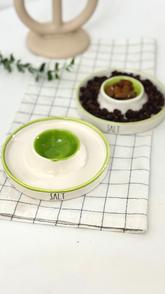 مزهخوری دو تکه گرد سبز – سرامیکی شیک برای پذیرایی