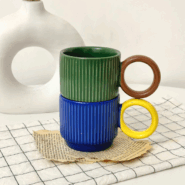 ماگ سرامیکی مینیمال پینترستی – سبز و آبی خاص – انتخابی شیک و مدرن