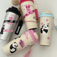 تراول ماگ دوحالته پاندا و خرگوش – استیل 316 دوجداره 500 میل، فانتزی و کاربردی